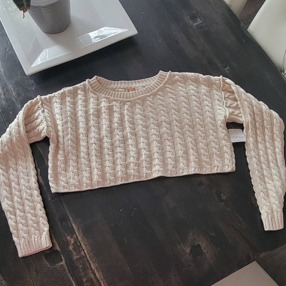Free People Cropped Cotton Sweater
